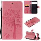 For Google Pixel 6 Pro Tree & Cat Embossed Pattern Horizontal Flip Leather Case with Holder & Card Slots & Wallet & Lanyard(Pink) - 1