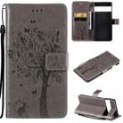 For Google Pixel 6 Pro Tree & Cat Embossed Pattern Horizontal Flip Leather Case with Holder & Card Slots & Wallet & Lanyard(Grey) - 1