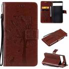 For Google Pixel 6 Tree & Cat Embossed Pattern Horizontal Flip Leather Case with Holder & Card Slots & Wallet & Lanyard(Coffee) - 1