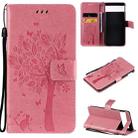 For Google Pixel 6 Tree & Cat Embossed Pattern Horizontal Flip Leather Case with Holder & Card Slots & Wallet & Lanyard(Pink) - 1