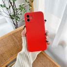 For iPhone 12 mini Straight Edge Gradient Hand-feel Paint Shockproof TPU Case (Red) - 1