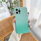 For iPhone 12 Pro Straight Edge Gradient Hand-feel Paint Shockproof TPU Case(Lake Green) - 1