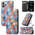 For iPhone 12 Pro Max Colored Drawing Magnetic Horizontal Flip PU Leather Case with Holder & Card Slots & Wallet(Rhombus Mandala) - 1