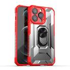 PC + TPU Shockproof Protective Case with Metal Ring Holder For iPhone 13 Pro(Red) - 1