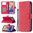 For iPhone 13 Longan Texture Horizontal Flip PU Leather Case with Holder & Card Slots & Wallet & Photo Frame(Red) - 1