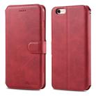 For iPhone 6 / 6s AZNS Calf Texture Magnetic Horizontal Flip PU Leather Case with Holder & Card Slots & Photo Frame(Red) - 1