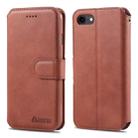 For iPhone 7 / 8 AZNS Calf Texture Magnetic Horizontal Flip PU Leather Case with Holder & Card Slots & Photo Frame(Brown) - 1