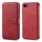 For iPhone 7 / 8 AZNS Calf Texture Magnetic Horizontal Flip PU Leather Case with Holder & Card Slots & Photo Frame(Red) - 1