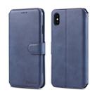 For iPhone X / XS AZNS Calf Texture Magnetic Horizontal Flip PU Leather Case with Holder & Card Slots & Photo Frame(Blue) - 1