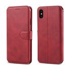 For iPhone X / XS AZNS Calf Texture Magnetic Horizontal Flip PU Leather Case with Holder & Card Slots & Photo Frame(Red) - 1