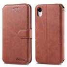 For iPhone XR AZNS Calf Texture Magnetic Horizontal Flip PU Leather Case with Holder & Card Slots & Photo Frame(Brown) - 1