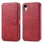 For iPhone XR AZNS Calf Texture Magnetic Horizontal Flip PU Leather Case with Holder & Card Slots & Photo Frame(Red) - 1