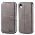 For iPhone XR AZNS Calf Texture Magnetic Horizontal Flip PU Leather Case with Holder & Card Slots & Photo Frame(Gray) - 1