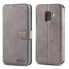 For Galaxy A8 2018 AZNS Calf Texture Magnetic Horizontal Flip PU Leather Case with Holder & Card Slots & Photo Frame(Gray) - 1