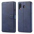 For Galaxy A8 Star / A9 Star AZNS Calf Texture Magnetic Horizontal Flip PU Leather Case with Holder & Card Slots & Photo Frame(Blue) - 1