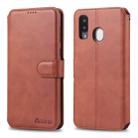 For Galaxy A30 / A20 AZNS Calf Texture Magnetic Horizontal Flip PU Leather Case with Holder & Card Slots & Photo Frame(Brown) - 1