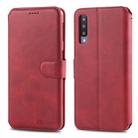 For Galaxy A50 AZNS Calf Texture Magnetic Horizontal Flip PU Leather Case with Holder & Card Slots & Photo Frame(Red) - 1