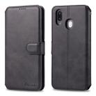 For Galaxy M20 AZNS Calf Texture Magnetic Horizontal Flip PU Leather Case with Holder & Card Slots & Photo Frame(Black) - 1