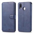 For Galaxy M20 AZNS Calf Texture Magnetic Horizontal Flip PU Leather Case with Holder & Card Slots & Photo Frame(Blue) - 1