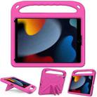 For iPad 10.2 2021 / 2020 / 2019 Handle Portable EVA Shockproof Protective Case with Triangle Holder(Rose Red) - 1