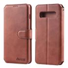 For Galaxy S10 AZNS Calf Texture Magnetic Horizontal Flip PU Leather Case with Holder & Card Slots & Photo Frame(Brown) - 1