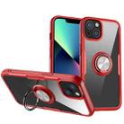 For iPhone 13 mini Shockproof Transparent TPU + Acrylic Protective Case with Ring Holder (Red) - 1