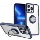 For iPhone 13 Pro Shockproof Transparent TPU + Acrylic Protective Case with Ring Holder (Navy Blue) - 1