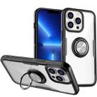 For iPhone 13 Pro Shockproof Transparent TPU + Acrylic Protective Case with Ring Holder (Silver Black) - 1