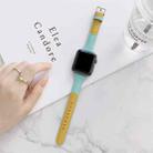 Small Waist Color Matching Leather Watch Band For Apple Watch Series 9&8&7 41mm / SE 3&SE 2&6&SE&5&4 40mm / 3&2&1 38mm(Yellow+Mint Green) - 1