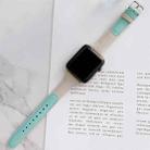 Small Waist Color Matching Leather Watch Band For Apple Watch Series 8&7 41mm / SE 2&6&SE&5&4 40mm / 3&2&1 38mm(Mint Green+White) - 1