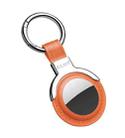 SULADA Leather Protective Cover Case with Switchable Keychain Ring For AirTag(Orange) - 1