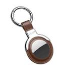 SULADA Leather Protective Cover Case with Switchable Keychain Ring For AirTag(Coffee) - 1