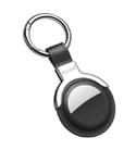 SULADA Leather Protective Cover Case with Switchable Keychain Ring For AirTag(Black) - 1