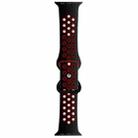 Butterfly Buckle Dual-tone Liquid Silicone Watch Band For Apple Watch Series 8&7 41mm / SE 2&6&SE&5&4 40mm / 3&2&1 38mm(Black+Crimson) - 1