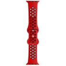 Butterfly Buckle Dual-tone Liquid Silicone Watch Band For Apple Watch Series 9&8&7 41mm / SE 3&SE 2&6&SE&5&4 40mm / 3&2&1 38mm(Red+Black) - 1