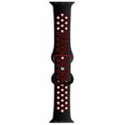 Butterfly Buckle Dual-tone Liquid Silicone Watch Band For Apple Watch Ultra 49mm / Series 8&7 45mm / SE 2&6&SE&5&4 44mm / 3&2&1 42mm(Black+Crimson) - 1