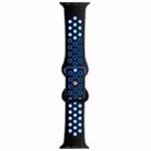 Butterfly Buckle Dual-tone Liquid Silicone Watch Band For Apple Watch Ultra 49mm / Series 8&7 45mm / SE 2&6&SE&5&4 44mm / 3&2&1 42mm(Black+Sky Blue) - 1