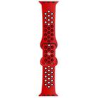 Butterfly Buckle Dual-tone Liquid Silicone Watch Band For Apple Watch Ultra 49mm / Series 8&7 45mm / SE 2&6&SE&5&4 44mm / 3&2&1 42mm(Red+Black) - 1