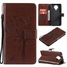 For Nokia 6.3 Tree & Cat Pattern Pressed Printing Horizontal Flip PU Leather Case with Holder & Card Slots & Wallet & Lanyard(Coffee) - 1
