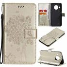 For Nokia X20 Tree & Cat Pattern Pressed Printing Horizontal Flip PU Leather Case with Holder & Card Slots & Wallet & Lanyard(Gold) - 1