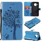 For Nokia X20 Tree & Cat Pattern Pressed Printing Horizontal Flip PU Leather Case with Holder & Card Slots & Wallet & Lanyard(Blue) - 1