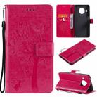 For Nokia X10 Tree & Cat Pattern Pressed Printing Horizontal Flip PU Leather Case with Holder & Card Slots & Wallet & Lanyard(Rose) - 1