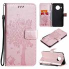 For Nokia X10 Tree & Cat Pattern Pressed Printing Horizontal Flip PU Leather Case with Holder & Card Slots & Wallet & Lanyard(Rose gold) - 1