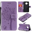 For Nokia X10 Tree & Cat Pattern Pressed Printing Horizontal Flip PU Leather Case with Holder & Card Slots & Wallet & Lanyard(Lavender) - 1