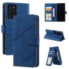 For Samsung Galaxy Note20 Ultra Skin Feel Business Horizontal Flip PU Leather Case with Holder & Multi-Card Slots & Wallet & Lanyard & Photo Frame(Blue) - 1