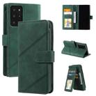 For Samsung Galaxy Note20 Ultra Skin Feel Business Horizontal Flip PU Leather Case with Holder & Multi-Card Slots & Wallet & Lanyard & Photo Frame(Green) - 1