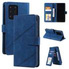 For Samsung Galaxy S20 Ultra Skin Feel Business Horizontal Flip PU Leather Case with Holder & Multi-Card Slots & Wallet & Lanyard & Photo Frame(Blue) - 1