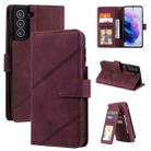 For Samsung Galaxy S21+ 5G Skin Feel Business Horizontal Flip PU Leather Case with Holder & Multi-Card Slots & Wallet & Lanyard & Photo Frame(Wine Red) - 1
