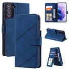 For Samsung Galaxy S21+ 5G Skin Feel Business Horizontal Flip PU Leather Case with Holder & Multi-Card Slots & Wallet & Lanyard & Photo Frame(Blue) - 1