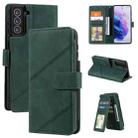 For Samsung Galaxy S21+ 5G Skin Feel Business Horizontal Flip PU Leather Case with Holder & Multi-Card Slots & Wallet & Lanyard & Photo Frame(Green) - 1